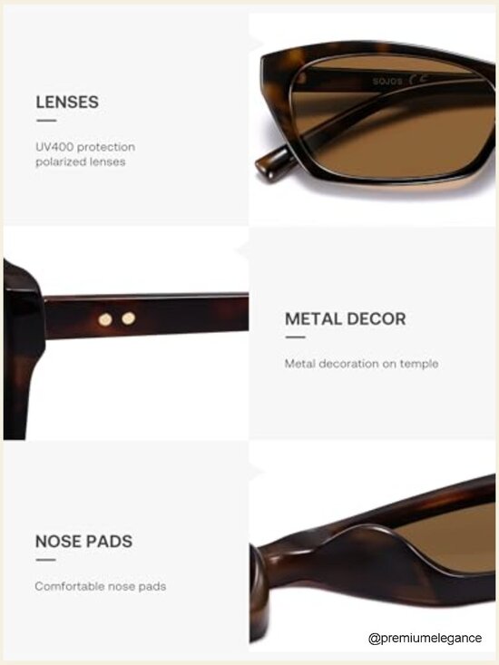 Trendy Cat Eye Polarized Sunglasses Retro Thin Rectangle Sunnies main image 7